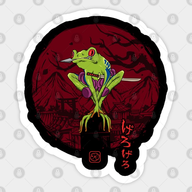 Red-eyed tree frog ninja Sticker by popcornpunk